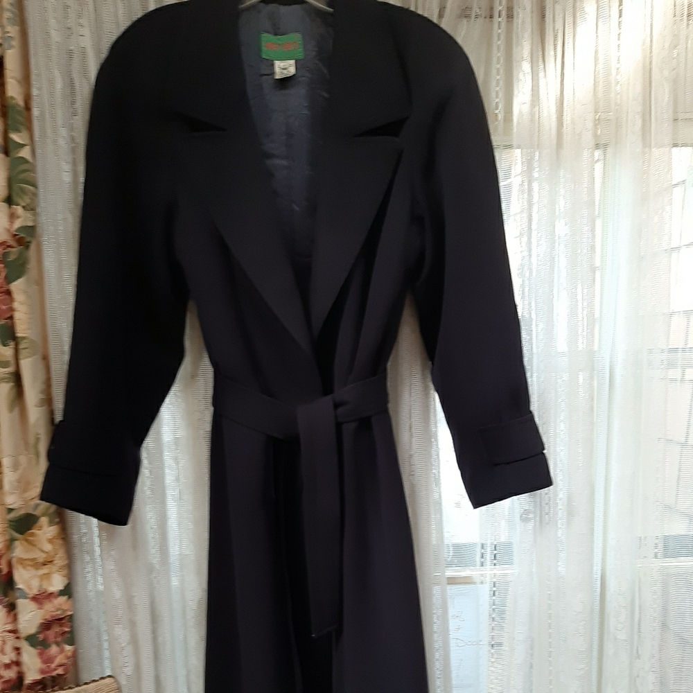 Kenzo navy blue wool trench coat size 10